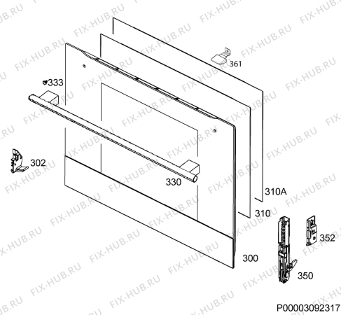 Взрыв-схема плиты (духовки) Ikea KULINARISK 70322040 - Схема узла Door