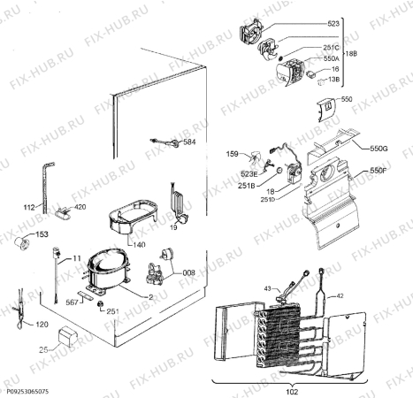 Взрыв-схема холодильника Electrolux RN3453MOX - Схема узла Cooling system 017