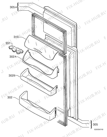 Взрыв-схема холодильника Zanussi ZD23/5R3 - Схема узла Door 003