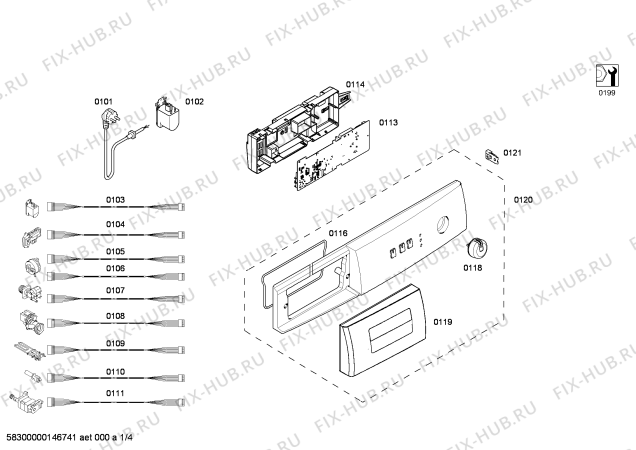 Схема №2 4TS60080A с изображением Панель управления для стиральной машины Bosch 00674502