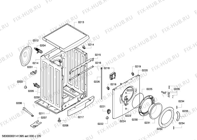 Взрыв-схема стиральной машины Bosch WAE24443OE Maxx 7 VarioPerfect - Схема узла 02
