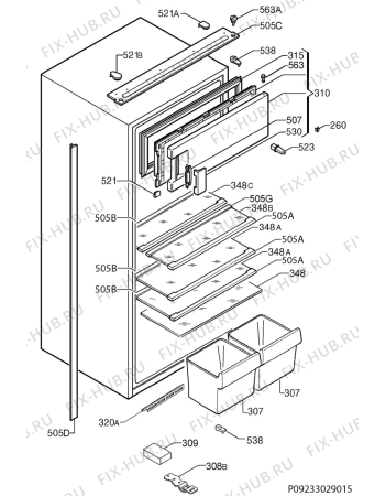Взрыв-схема холодильника Electrolux ERN22550 - Схема узла Housing 001