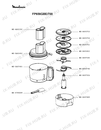 Взрыв-схема кухонного комбайна Moulinex FP656GBE/700 - Схема узла WP003498.8P2