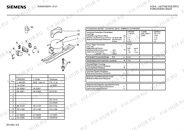 Взрыв-схема холодильника Siemens KS40V00 - Схема узла 03