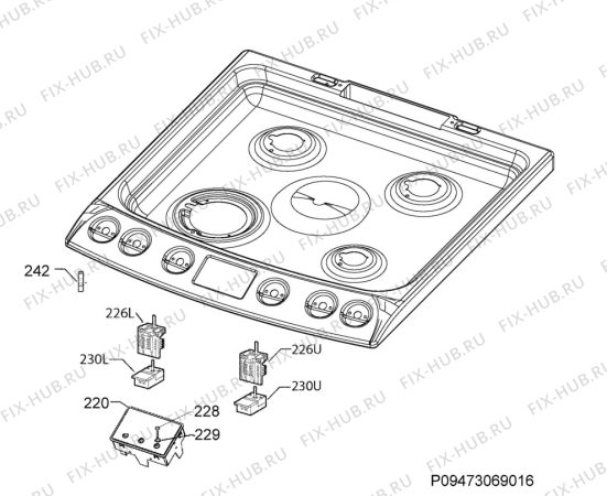 Взрыв-схема плиты (духовки) Zanussi ZCK68300X - Схема узла Command panel 037