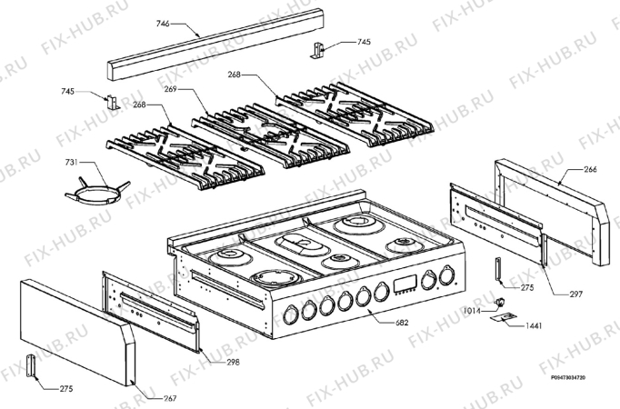 Взрыв-схема плиты (духовки) Aeg Electrolux C41029G-M - Схема узла Section 1