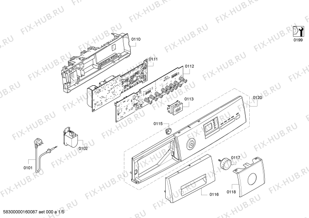 Схема №5 WM12Q320FF IQ500 varioPerfect с изображением Панель управления для стиралки Siemens 00747363