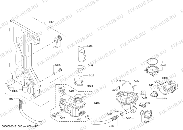 Взрыв-схема посудомоечной машины Bosch SMS20E02TR - Схема узла 04