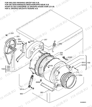 Взрыв-схема стиральной машины Zanussi Electrolux ZWF1415W - Схема узла Functional parts 267