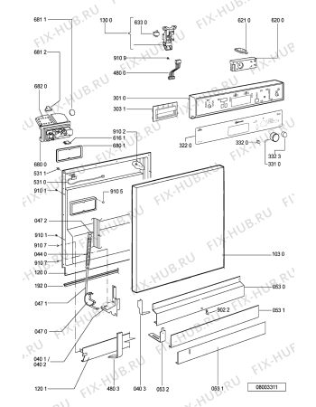 Схема №2 GSF 1481-1 WS с изображением Панель для посудомоечной машины Whirlpool 481245372301