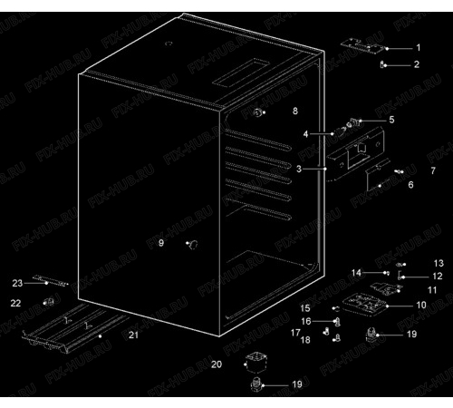 Взрыв-схема холодильника Electrolux ER1148T - Схема узла Cabinet + armatures