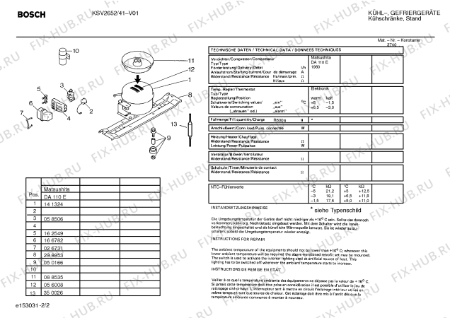 Схема №1 KSV2623 с изображением Инструкция по эксплуатации для холодильника Bosch 00520530