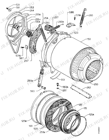 Взрыв-схема стиральной машины Zanussi FLS974 - Схема узла Drum