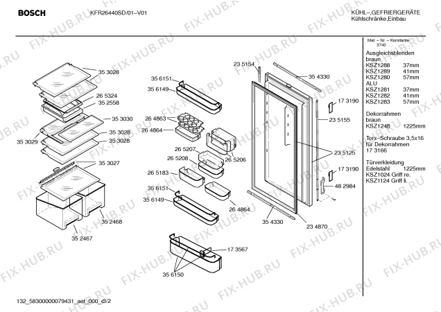 Взрыв-схема холодильника Bosch KFR26440SD - Схема узла 02