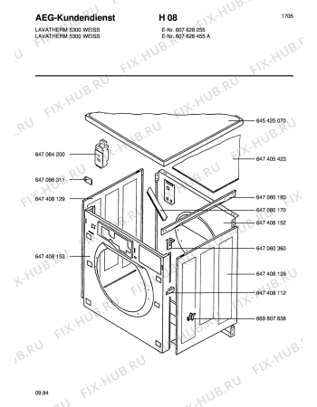 Взрыв-схема стиральной машины Aeg LTH5300-W DIG GB - Схема узла Section1