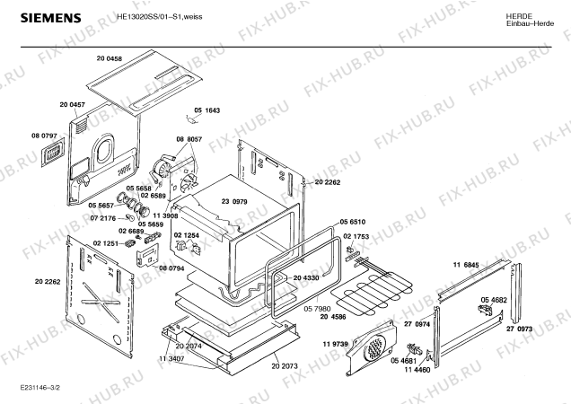 Взрыв-схема плиты (духовки) Siemens HE13020SS - Схема узла 02