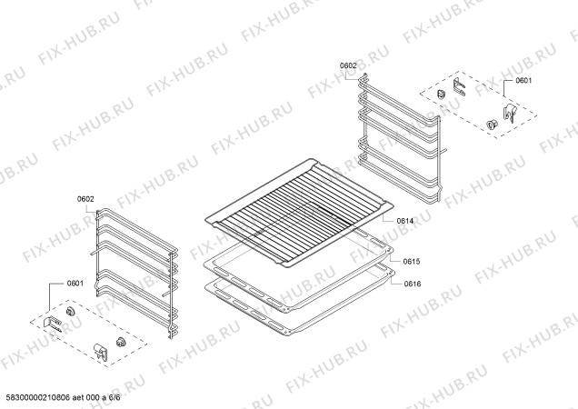 Взрыв-схема плиты (духовки) Bosch HBF514BR0T - Схема узла 06