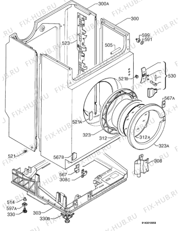 Взрыв-схема стиральной машины Kuppersbusch IWT1259.1W - Схема узла Housing 001
