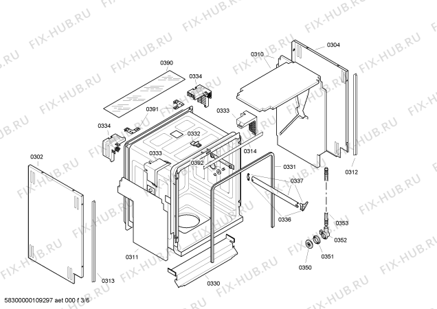 Взрыв-схема посудомоечной машины Siemens SE55E650EU - Схема узла 03