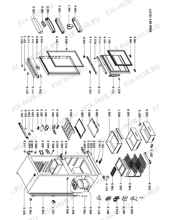 Схема №1 ARC 7190 с изображением Корпусная деталь для холодильника Whirlpool 481244069224