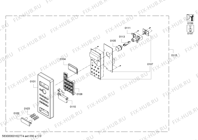 Схема №3 3WGX2029P с изображением Панель для микроволновки Bosch 00674677