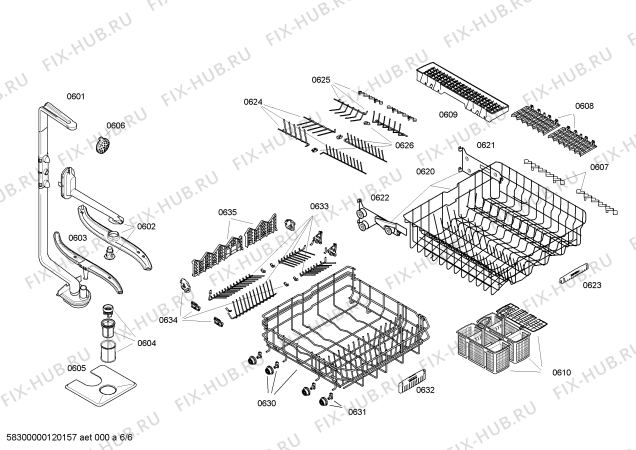 Взрыв-схема посудомоечной машины Siemens SE24M268II - Схема узла 06