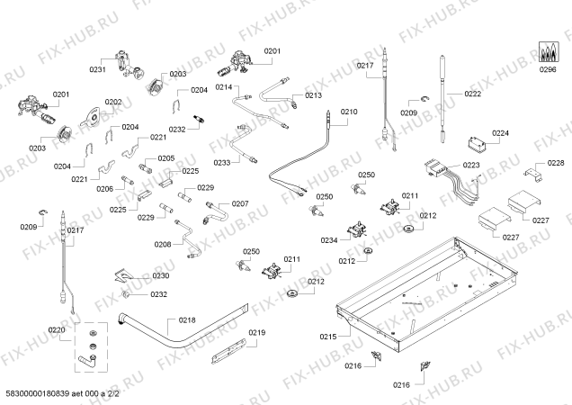 Взрыв-схема плиты (духовки) Bosch PXD179MX - Схема узла 02