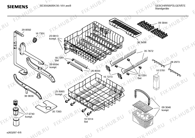 Взрыв-схема посудомоечной машины Siemens SE35A260SK - Схема узла 06