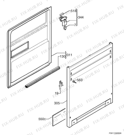 Взрыв-схема посудомоечной машины Atag VA9111RT/A08 - Схема узла Door 003
