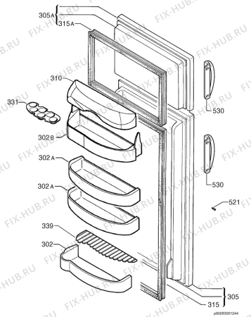 Взрыв-схема холодильника Kelvinator KCT370 - Схема узла Door 003