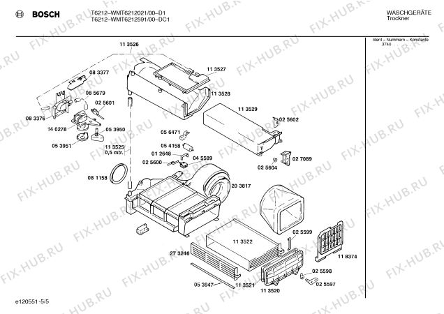 Взрыв-схема сушильной машины Bosch WMT6212591 T610 - Схема узла 05