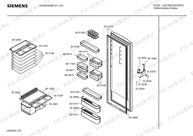 Взрыв-схема холодильника Siemens KS40R420IE - Схема узла 02
