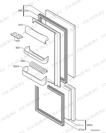 Взрыв-схема холодильника Zanker USD313 - Схема узла Door 003