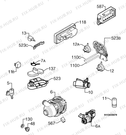 Взрыв-схема посудомоечной машины Privileg 904052_11122 - Схема узла Electrical equipment 268