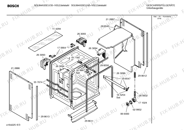 Взрыв-схема посудомоечной машины Bosch SGU84A35EU Exclusiv - Схема узла 03