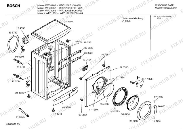 Схема №1 WFC1262BY Maxx4 WFC1262 с изображением Таблица программ для стиралки Bosch 00586563