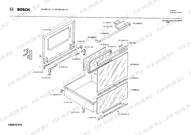 Взрыв-схема плиты (духовки) Bosch 0750292020 EH680UC - Схема узла 04