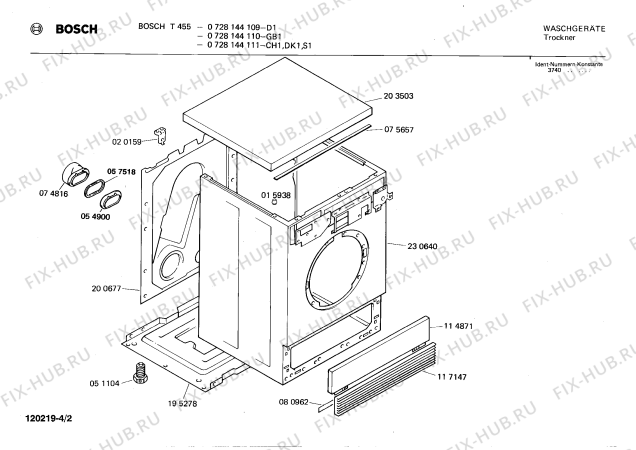 Взрыв-схема сушильной машины Bosch 0728144110 T455 - Схема узла 02