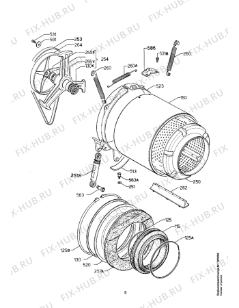 Взрыв-схема стиральной машины Aeg LAV1451VI-W - Схема узла Tub and drum