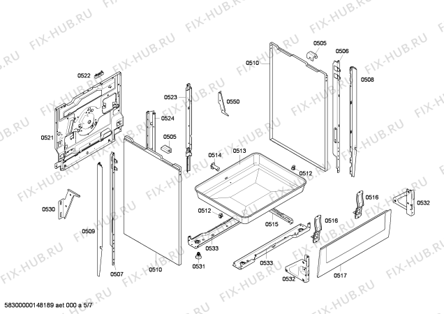 Взрыв-схема плиты (духовки) Bosch HCE748220 - Схема узла 05