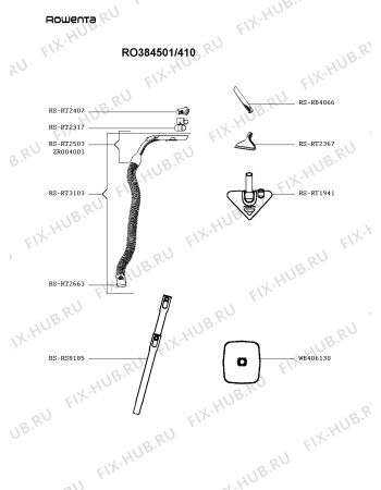 Взрыв-схема пылесоса Rowenta RO384501/410 - Схема узла HP004184.9P2