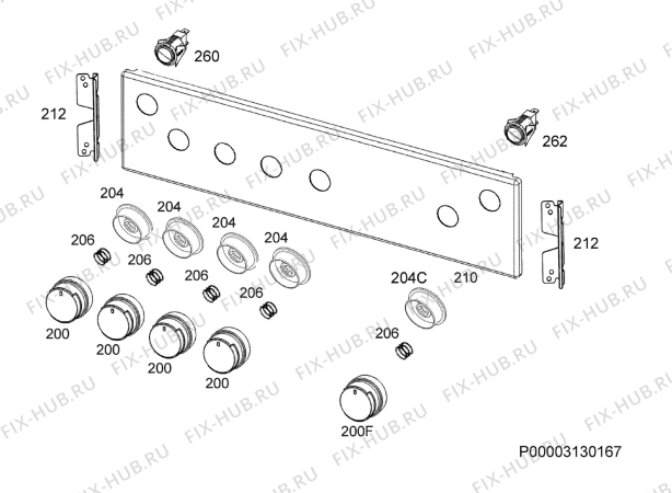 Взрыв-схема плиты (духовки) Electrolux EKG60100VX - Схема узла Command panel 037