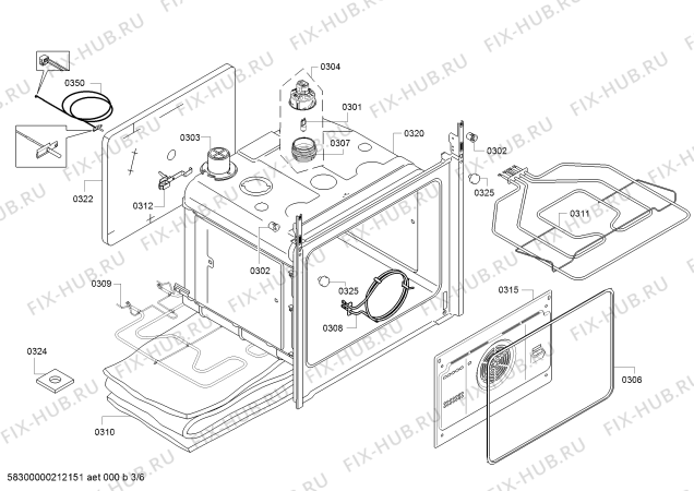Взрыв-схема плиты (духовки) Siemens HE010FBR0C - Схема узла 03