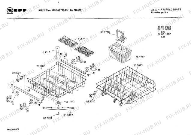 Взрыв-схема посудомоечной машины Neff 195306723 5122.22IW - Схема узла 05