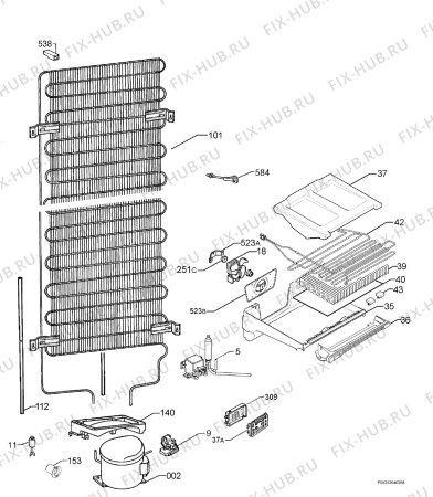 Взрыв-схема холодильника Husqvarna Electrolux QT4409RX - Схема узла Cooling system 017