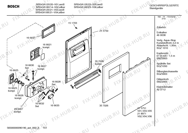 Схема №5 SRS43A18II silver easy с изображением Краткая инструкция для посудомойки Bosch 00586321