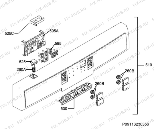 Взрыв-схема посудомоечной машины Electrolux ESF7636RHX - Схема узла Command panel 037