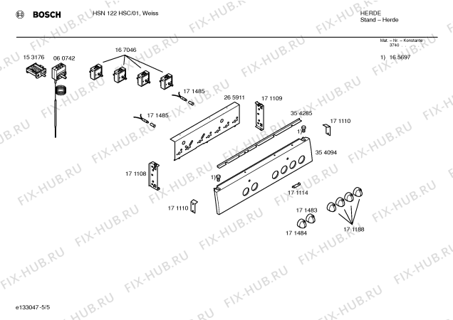 Схема №3 HSN122HSC с изображением Инструкция по эксплуатации для электропечи Bosch 00523253