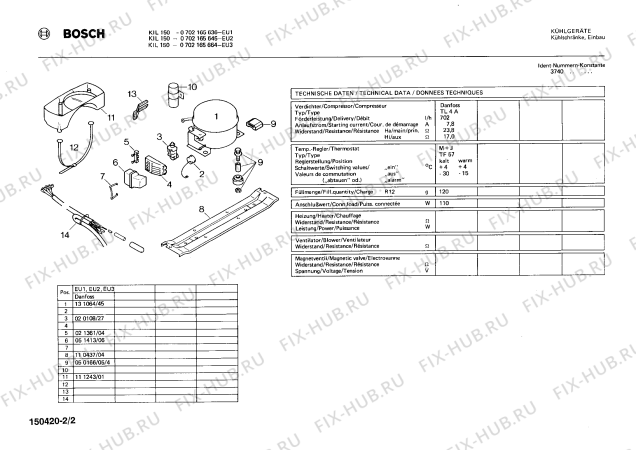 Взрыв-схема холодильника Bosch 0702165645 KIL150 - Схема узла 02