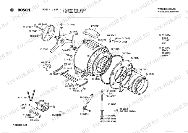 Взрыв-схема стиральной машины Bosch 0722044546 V6370 - Схема узла 03